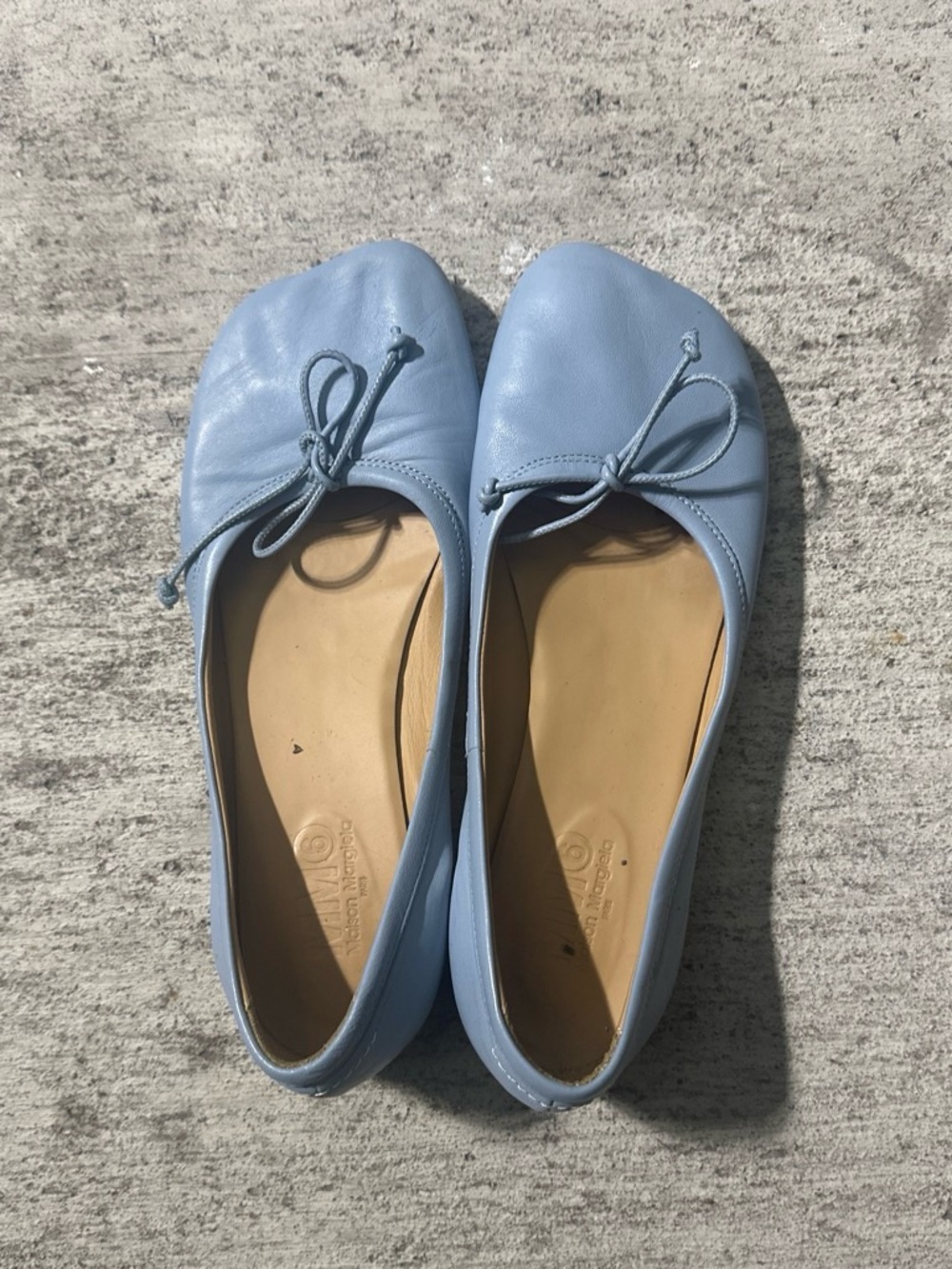 MM6 Maison Martin Margiela Blue Leather Anatomical Numeric Ballerina Flats